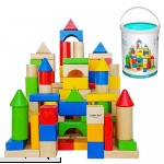 Cubbie Lee Premium Wooden Building Blocks Set 100 pc for Toddlers Preschool Age Classic Hardwood Plain & Colored Small Wood Block Pieces for Boys & Girls Classic Build & Play Toy  B01LYOWW4U